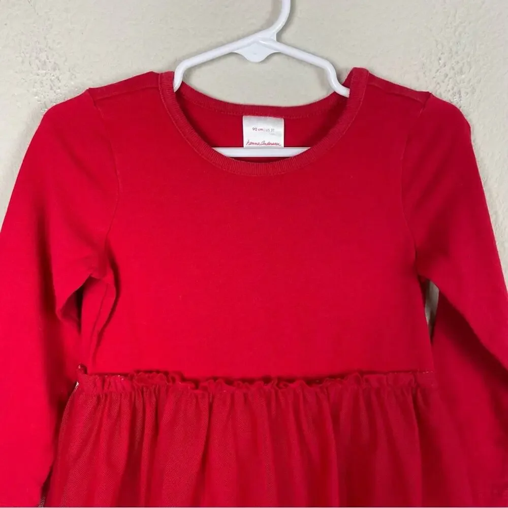 Hanna Andersson Red Knit Tule Skirted Dress 3T